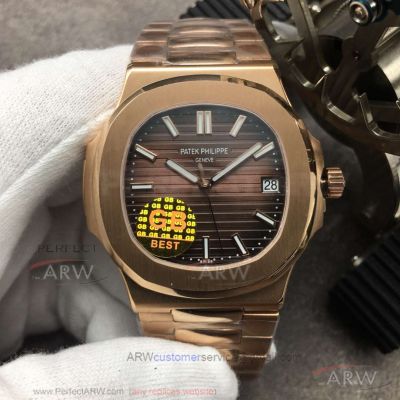 GB Best Replica Patek Philippe Nautilus 5711 Rose Gold Dark Brown Dial 40 MM 9015 Automatic Watch